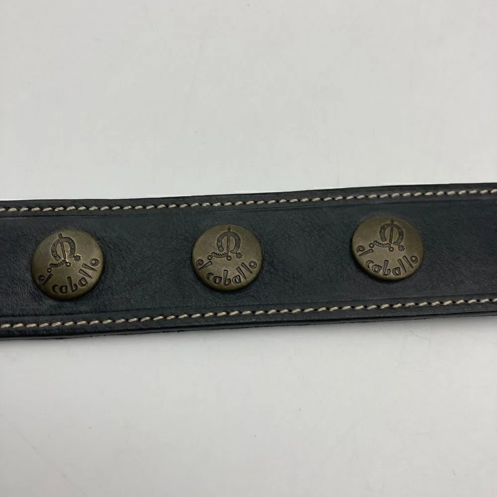 El Caballo Black Leather Men’s Belt Size 85-40,5”/39” Made in Italy